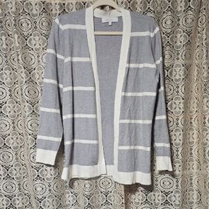 Verve Ami Gray and White Striped Cardigan